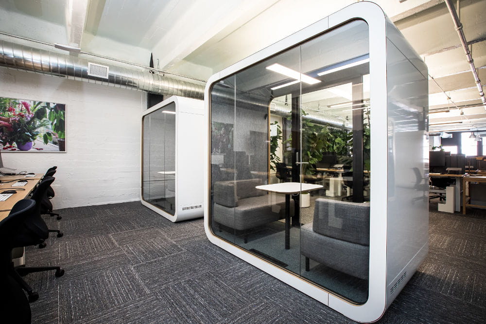 A pod in a hybrid office